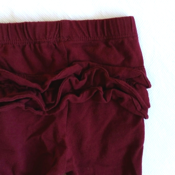 old navy burgundy ruffle bum leggings 0-3 months baby girl - Picture 2 of 5
